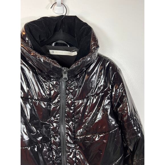 Blanc Noir Womens M Shiny Compression Down Puffer Winter Jacket Coat Resort - Picture 3 of 11